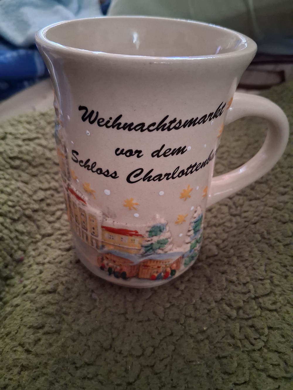 ceramic glühwein mug from the Charlottenburg Palace Christmas market in Berlin.